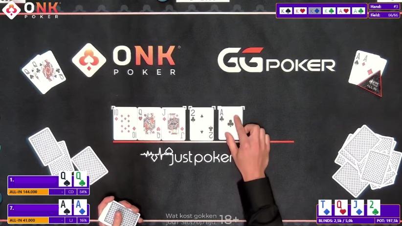 Hole cards stream tijdens de finale van het ONK Poker