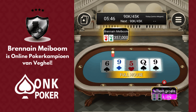 Brennain Meiboom wint Online Pokerkampioenschap van Veghel