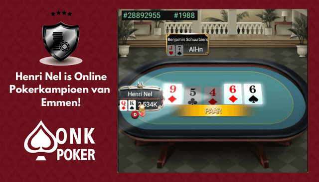 Henri Nel wint Online Pokerkampioenschap van Emmen