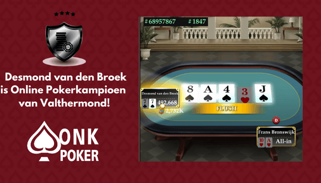 Desmond Van Den Broek wint Online Pokerkampioenschap van Valthermond