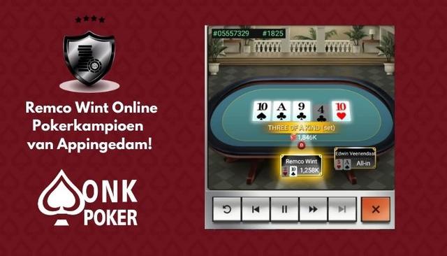 Remco Wint wint Online Pokerkampioenschap van Appingedam