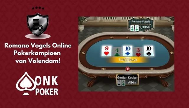 Romano Vogels wint Online Pokerkampioenschap van Volendam