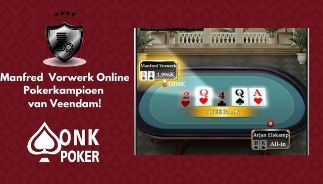 Manfred Vorwerk wint Online Pokerkampioenschap van Veendam