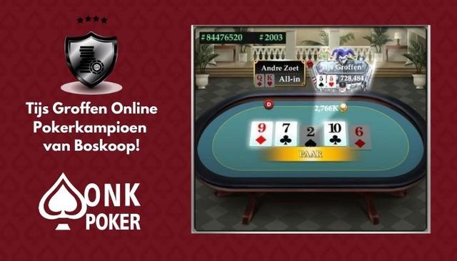 Tijs Groffen wint Online Pokerkampioenschap van Boskoop