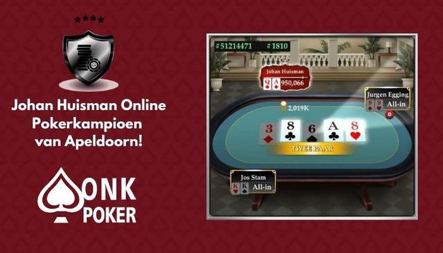 Johan Huisman wint Online Pokerkampioenschap van Apeldoorn