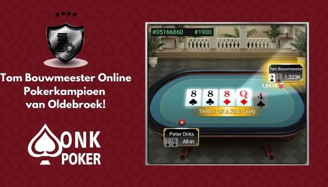 Tom Bouwmeester wint Online Pokerkampioenschap van Oldebroek