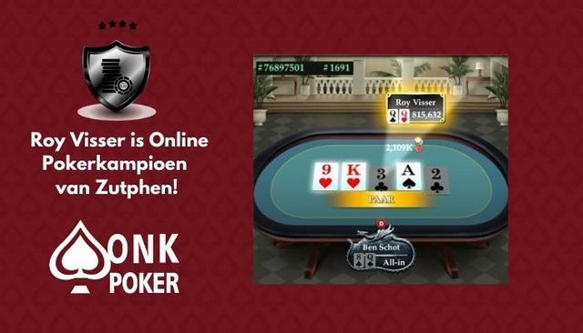 Roy Visser wint Online Pokerkampioenschap van  Zutphen