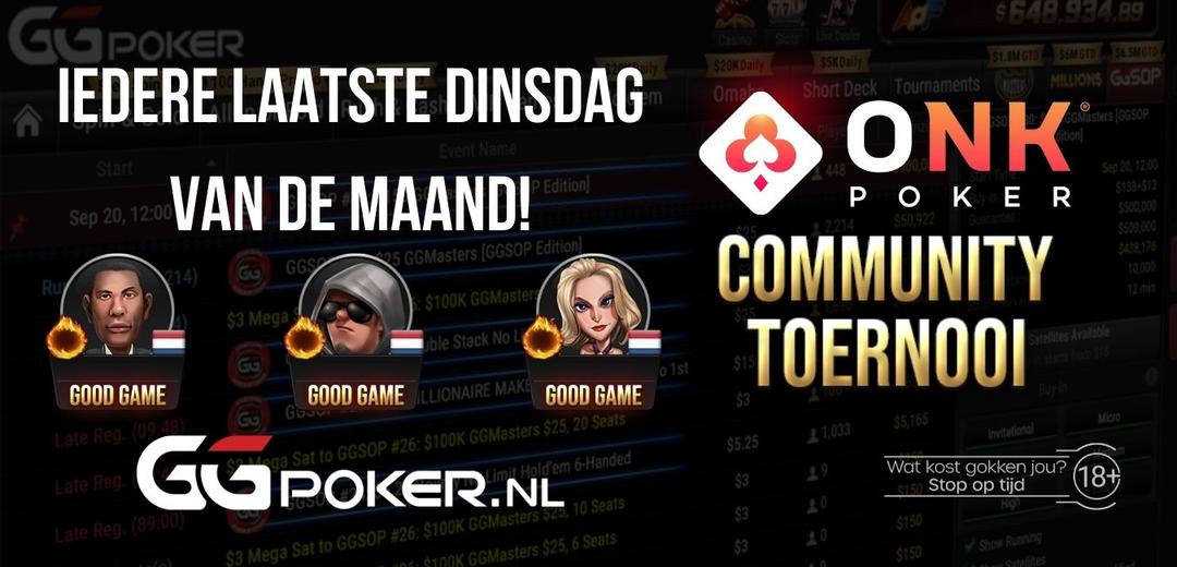 Iedere laatste dinsdag van de maand Community Toernooi op GGPoker!