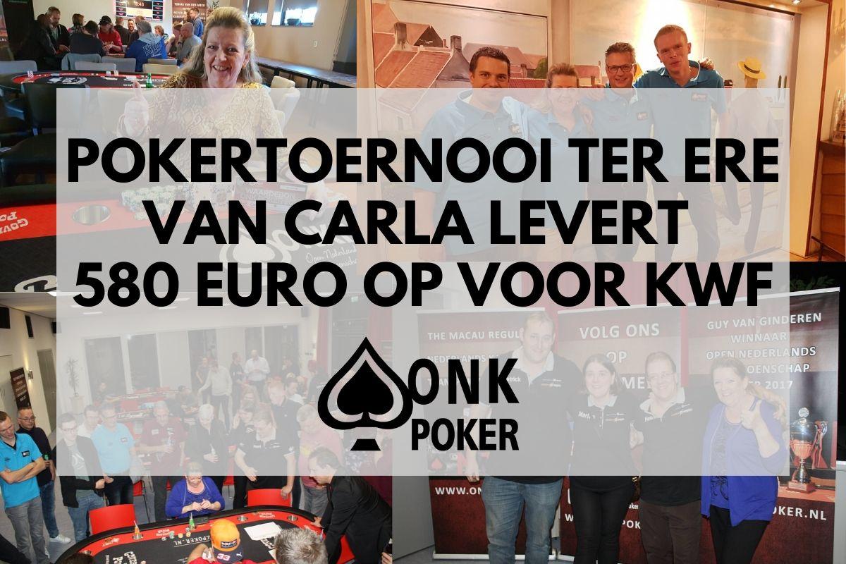 Pokertoernooi ter ere van Carla levert 580 euro op voor KWF.