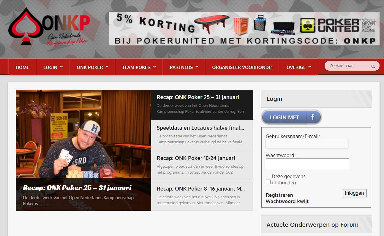 Website ONKPoker.nl in 2016
