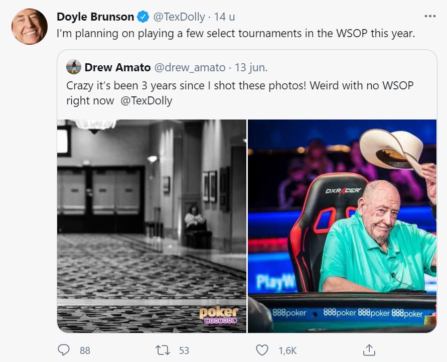 Tweetbericht Doyle Brunson